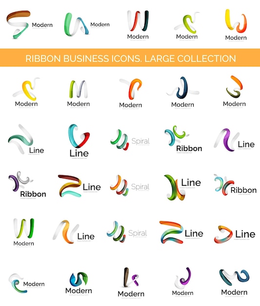 Vector vector line ribbon logo set