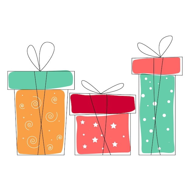 Vector line set of various gift boxes