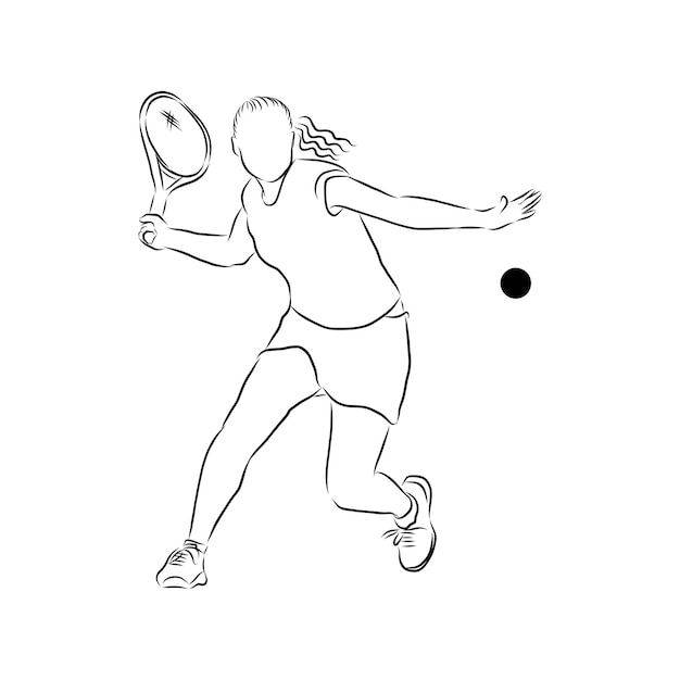 Vector line sketch of tennis player