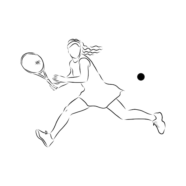 Vector line sketch of tennis player