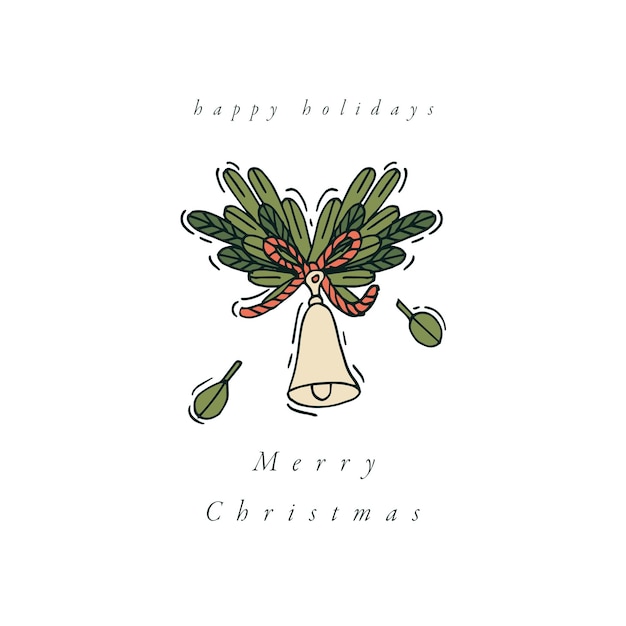 Vector linear design Christmas greetings elements on white background. Christmas tags set with typography and colorful icon.