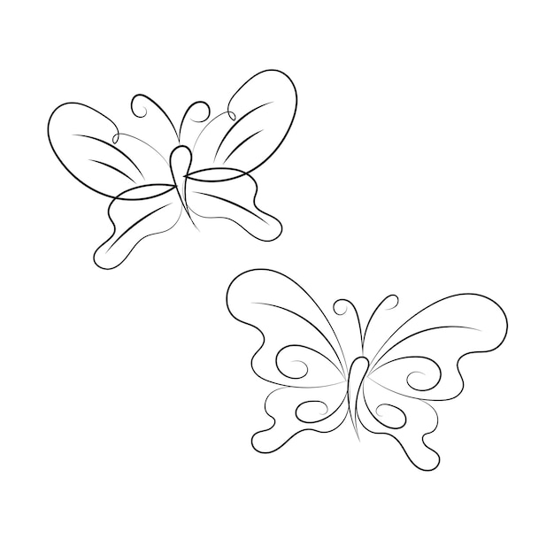 vector linear flat butterfly outline pack