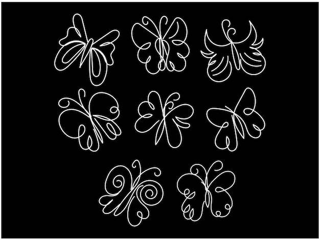 vector linear flat butterfly outline pack