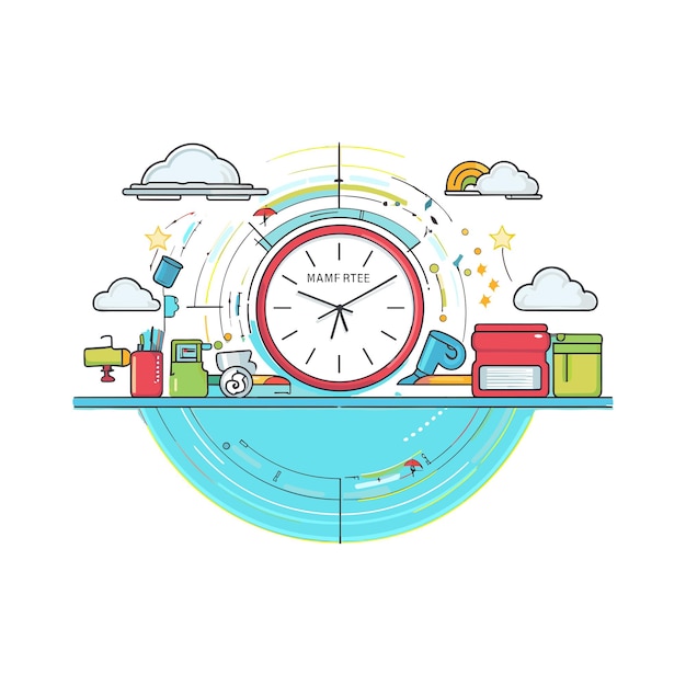 Vector vector linear flat time management infographic