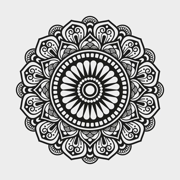 Vector vector linear floral laser-cutting seamless decorative black and white pattern mandala design