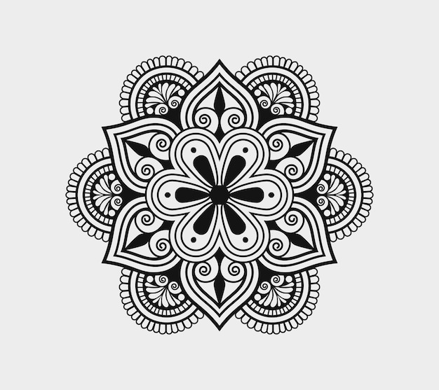 Vector linear floral laser-cutting seamless decorative black and white pattern mandala design