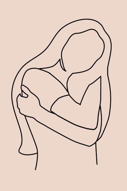 Vector linear illustration of a female head