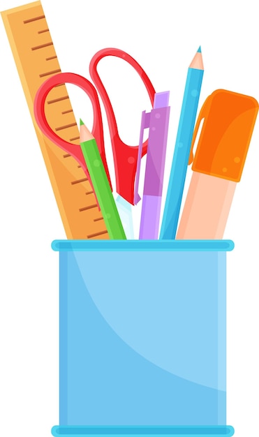 Vector linear stationery icon in a glass school and office supplies back to school doodle and sketch