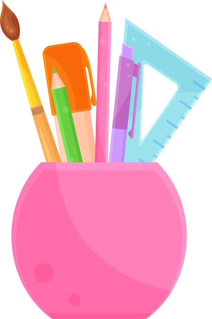 Vector vector linear stationery icon in a glass school and office supplies back to school sketch and doodle