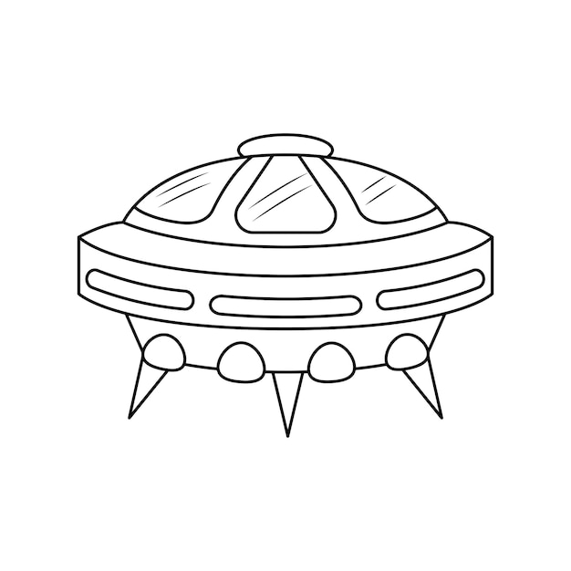 Vector vector linear ufo icon on white background isolated outline spaceship for coloring page