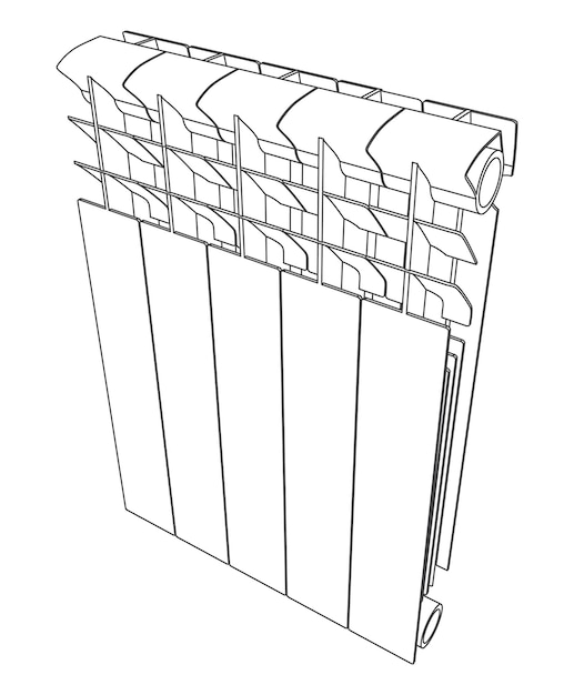 Vector link section heating radiator isolated outline illustration