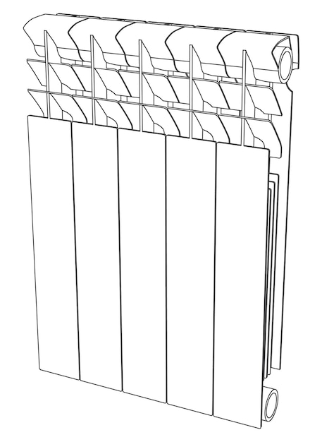 Вектор Радиатор отопления секции векторной связи из 5 секций