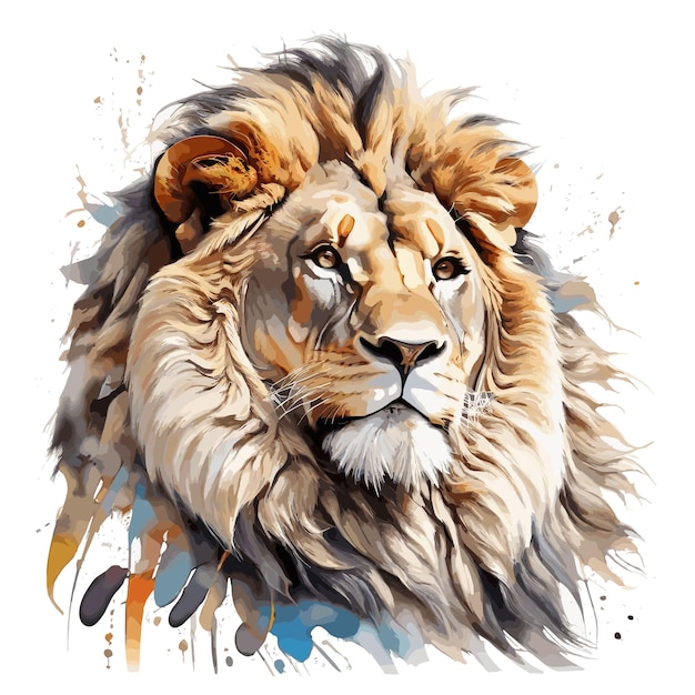 Vector Lion Head clipart editable white background