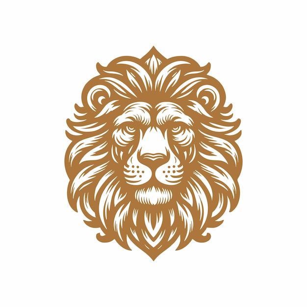 Premium Vector | Vector lion head in gold color on white background