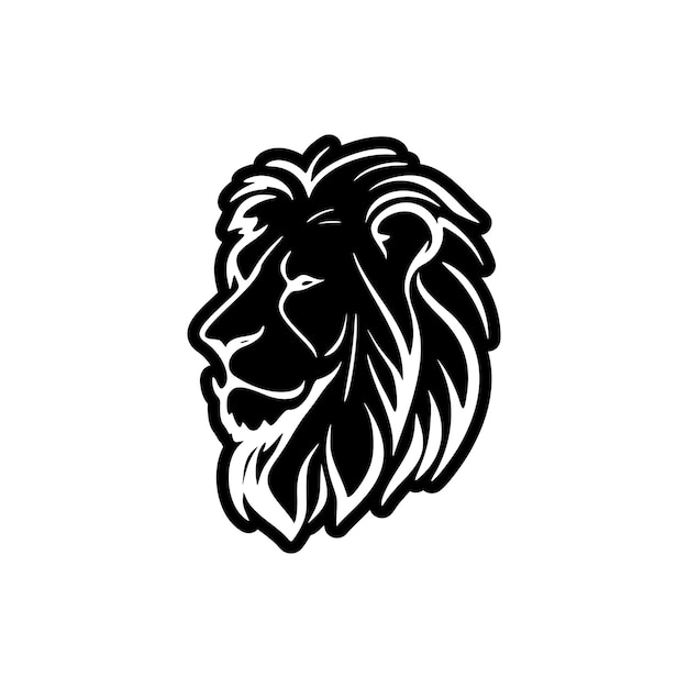 A vector lion logo in black and white with a simple design