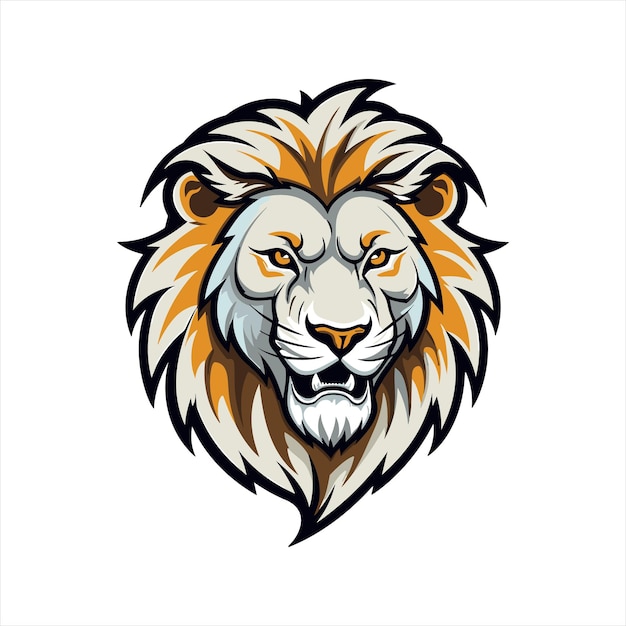 Modello di logo della mascotte del leone vettoriale con sfondo di pentecoste