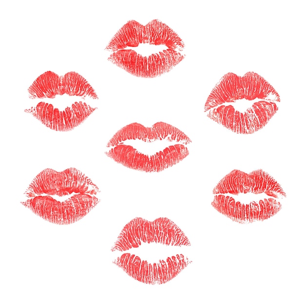 Vector lips prints on white background