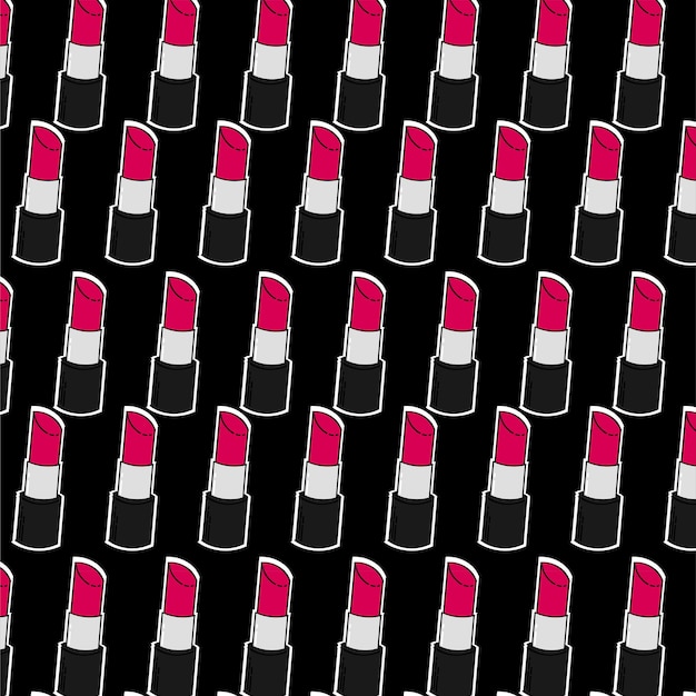 Vector of lipstick Seamless Pattern Black Background