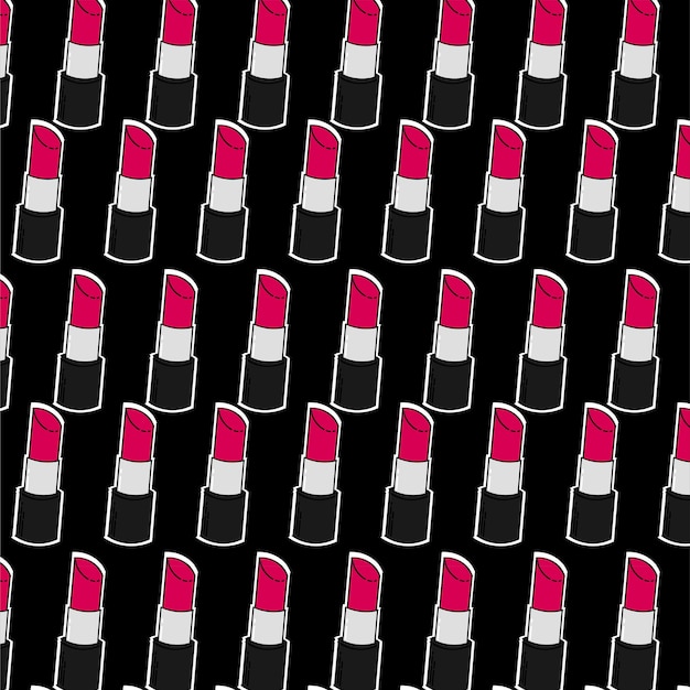 Vector of lipstick seamless pattern black background