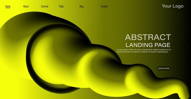 Vector liquid yellow gradient abstract background flowing wavy website landing page5