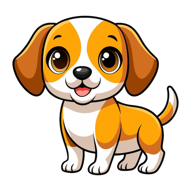 Vector of little beagle dog cartoon animal illustration on white