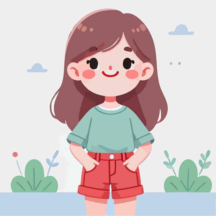 Vector 터 작은 소녀가 행복하게 서 있습니다.