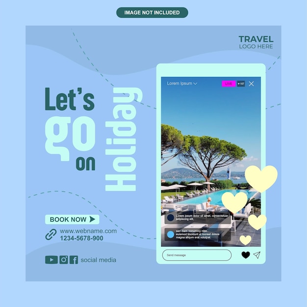 Vector live instagram vakantie post