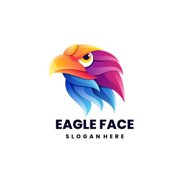 Vector logo afbeelding Eagle Face gradiënt kleurrijke stijl