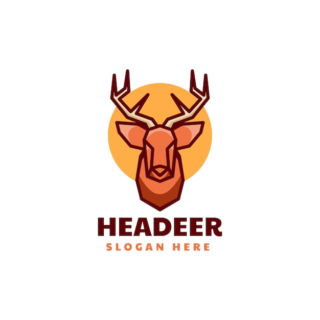 Vector logo afbeelding herten hoofd eenvoudige mascotte stijl