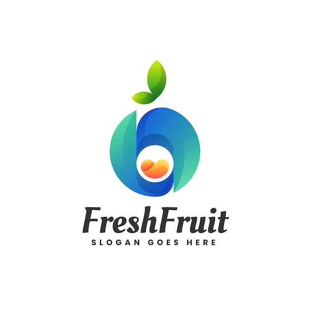 Vector logo afbeelding vers fruit gradiënt kleurrijke stijl