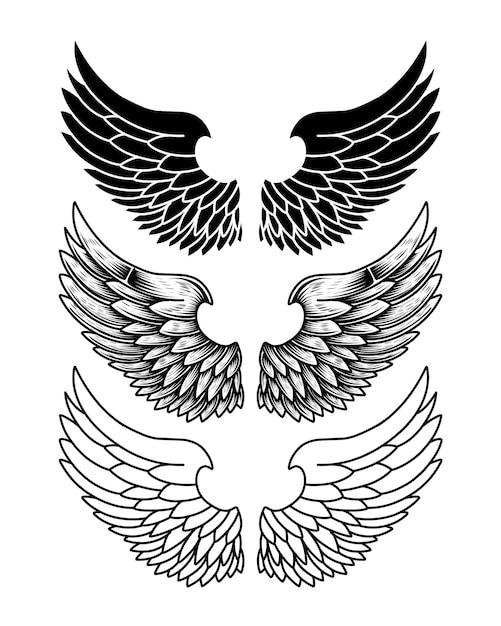 Vector logo angel wing vintage tattoo tribal design