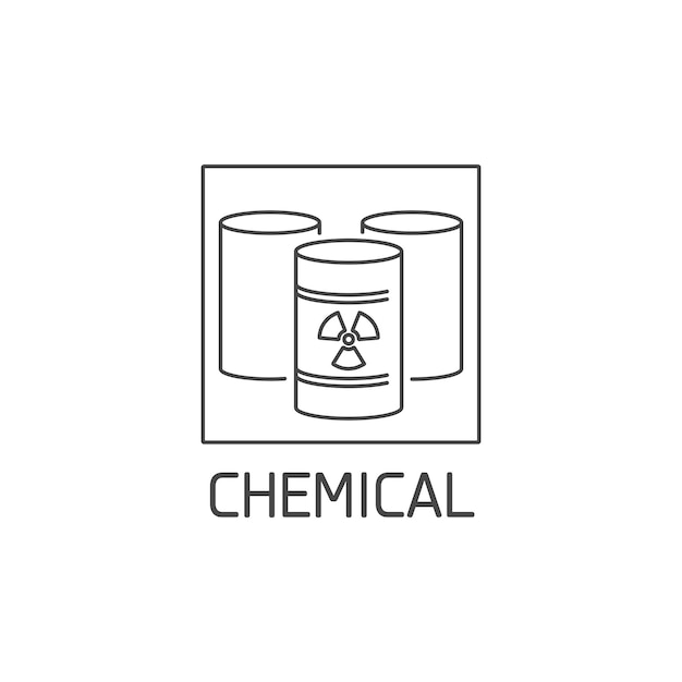 化学廃棄物のベクトルのロゴ、バッジ、アイコン。有毒な製品サインデザイン。ごみの並べ替えのシンボル。