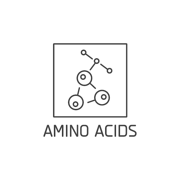 Значок векторного логотипа и значок для натуральных продуктов и продуктов для здоровья аминокислоты знак дизайн символ здоровья