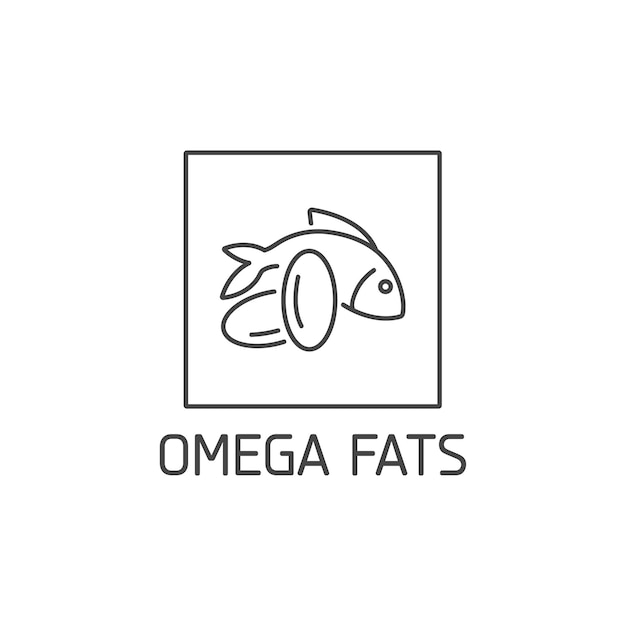 Vector logo badge and icon for natural and health product omega fats sign design symbol of health