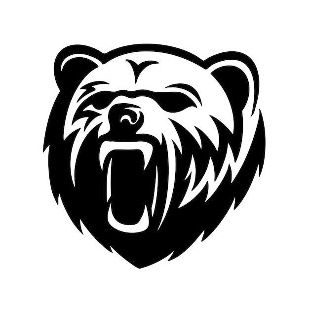 Вектор Векторный логотип - талисман с головой медведя, изолированный на белом фоне.