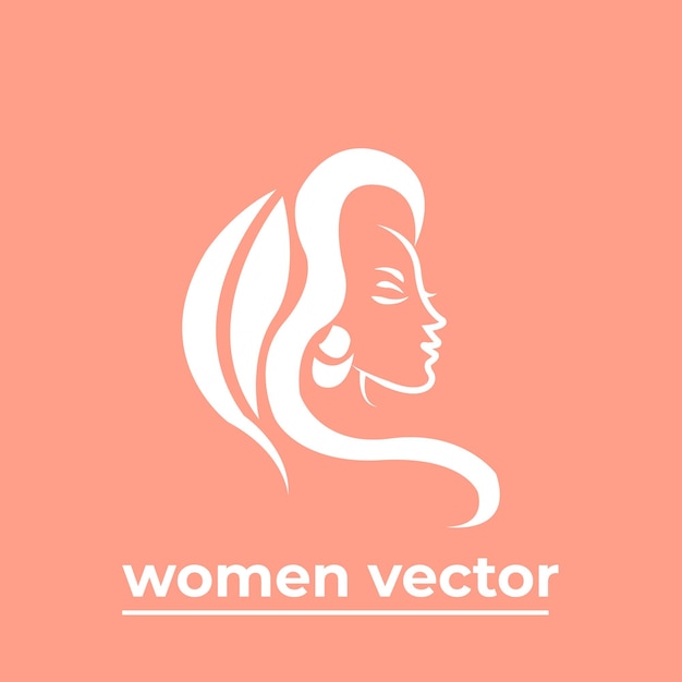 Vector logo for beauty salon with beautiful woman silhouette