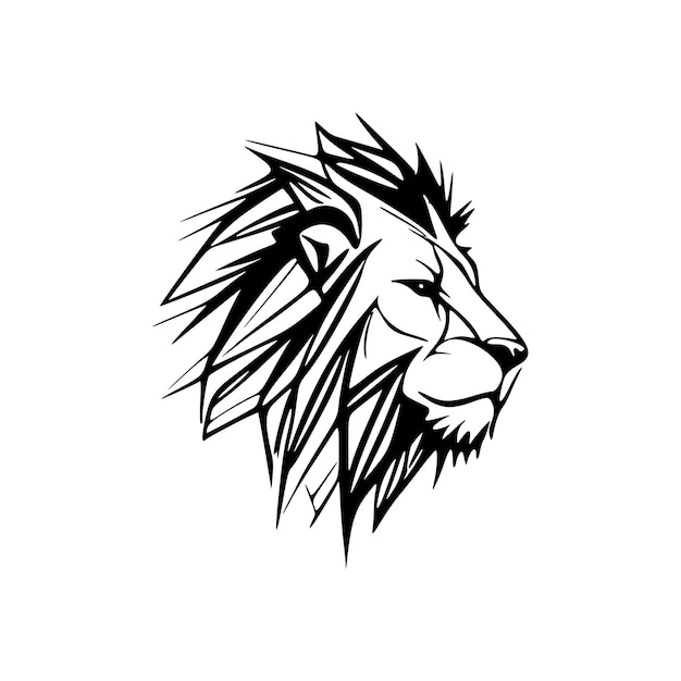 Vector logo of a black and white lion kept simple