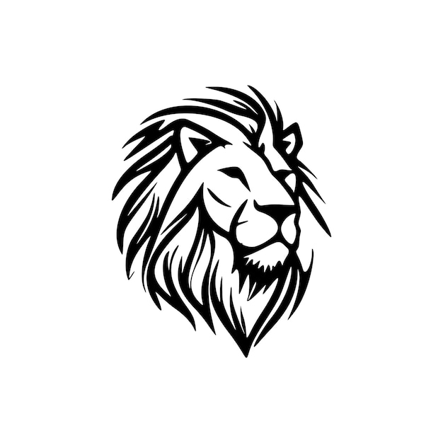 シンプルなデザインの黒と白のライオンのベクトルのロゴ