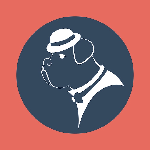 Vector logo of bulldog gangster with hat and bow tie