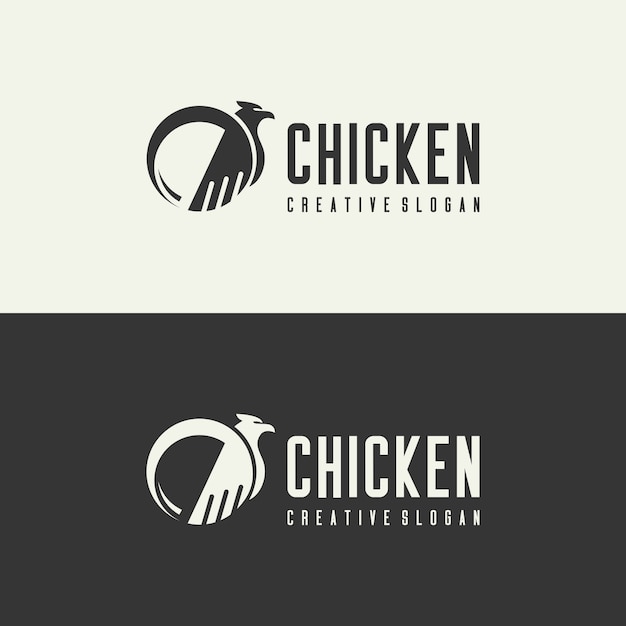 Logo vettoriale concetto di pollo creativo