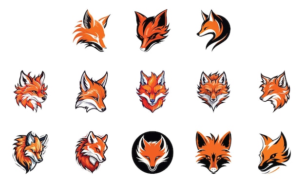 Vector Logo Collection Featuring Fire Fox Heads