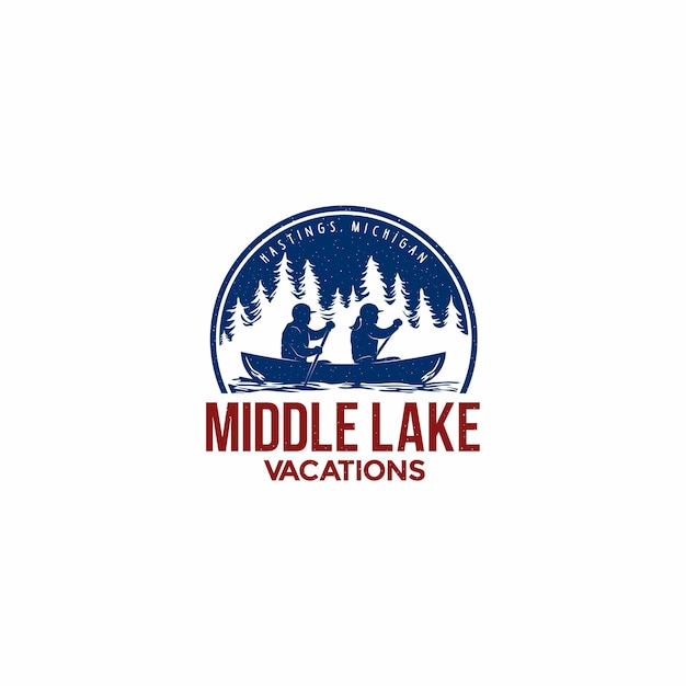 Design del logo vettoriale per tour in canoa sul lago