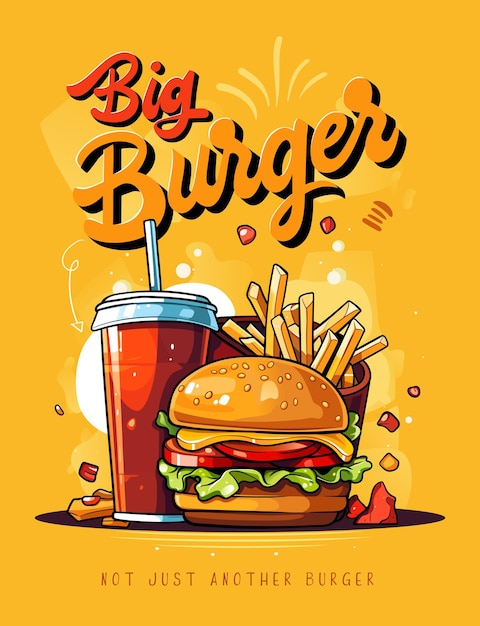 A vector logo design for a fastfood restaurant hamburger soft drink and fries