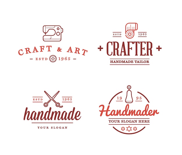 Векторный дизайн логотипа ручной работы DIY ремесло пошив и вязание
