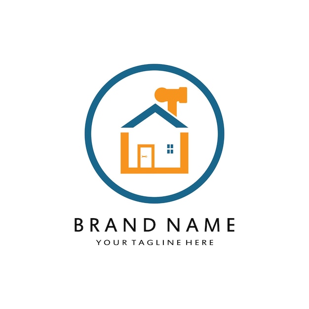 Векторный дизайн логотипа иллюстрации строительство благоустройство дома и шаблон дизайна логотипа здания
