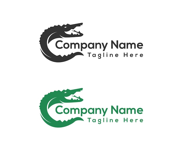 Vector vector logo design letter c with crocodile