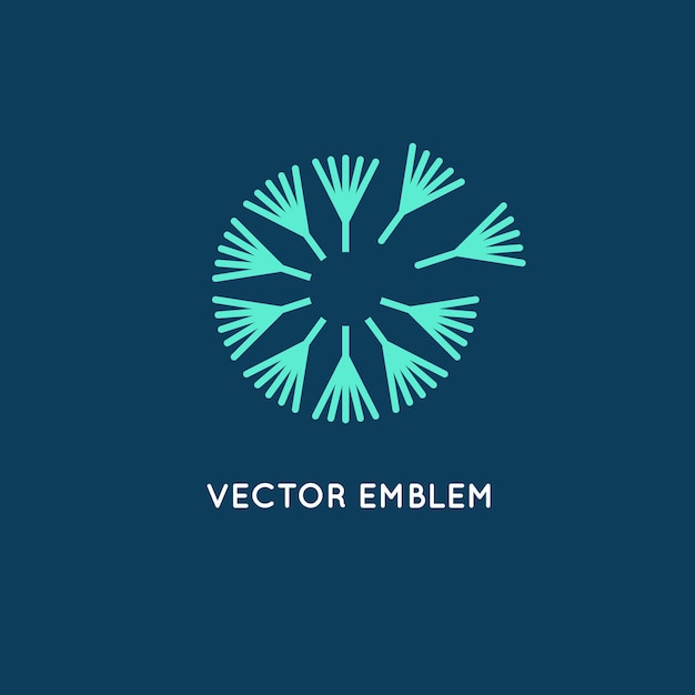 Vector vector logo design template in linear style dandelion concept