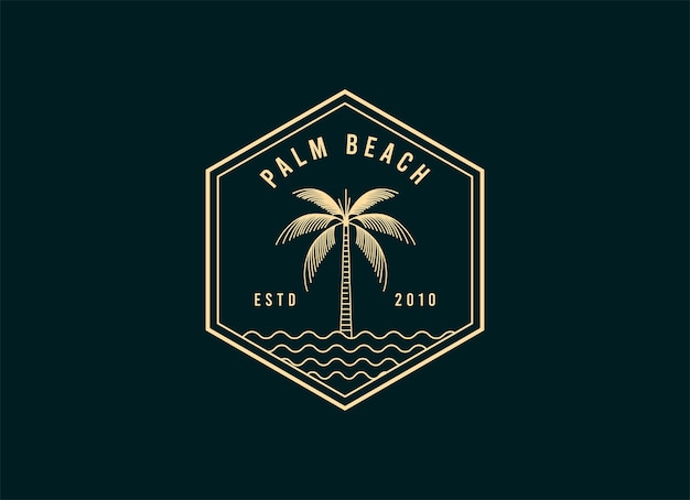 Vector logo design template with palm tree - abstract summer and vacation badge and emblem