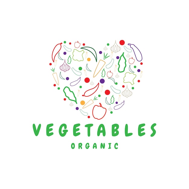 Шаблон векторного логотипа с овощной иконой в модном линейном стиле абстрактная эмблема для магазина органических продуктов или вегетарианского кафе