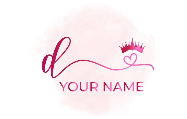 Vector Logo design watercolor logo heart gold initials design Business Branding Pink smoke
